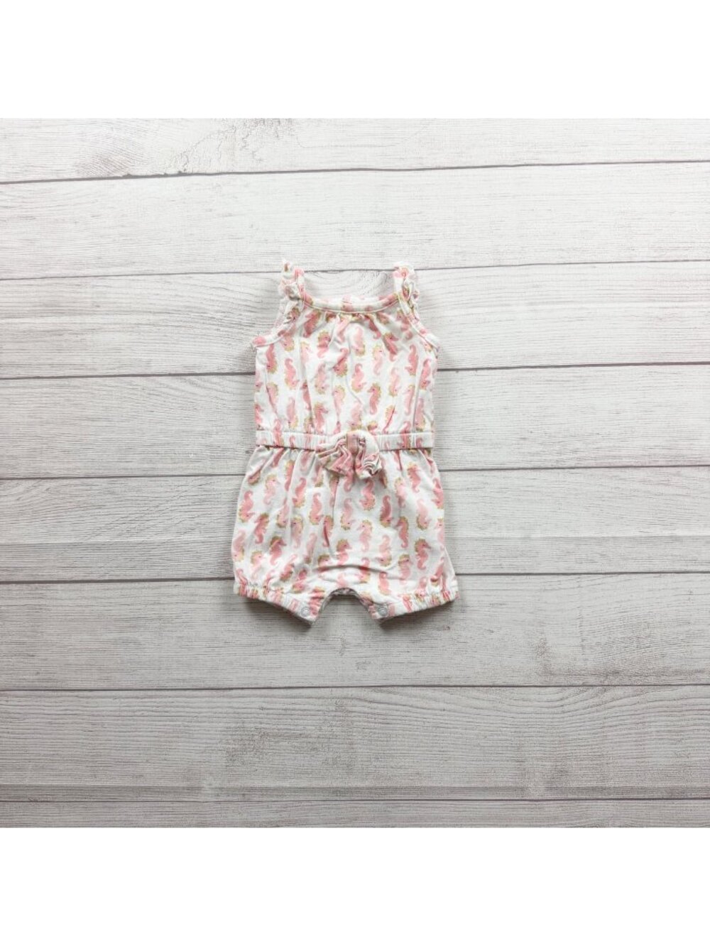 Just One You Carter's Seahorse Romper Baby Girl Pink Gold Sleeveless 3-6 Months